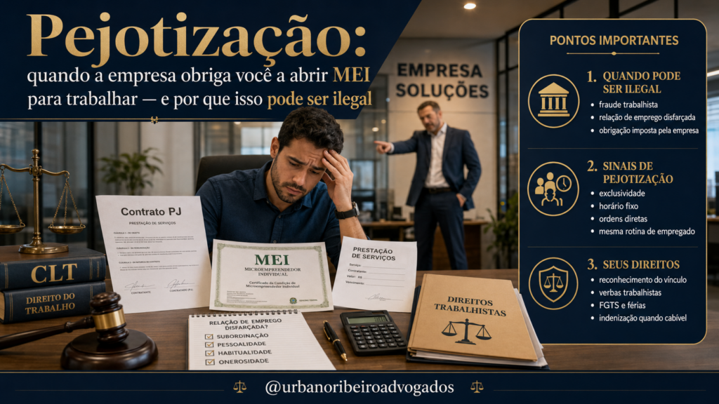 Pejotização: quando a empresa obriga você a abrir MEI para trabalhar — e por que isso pode ser ilegal