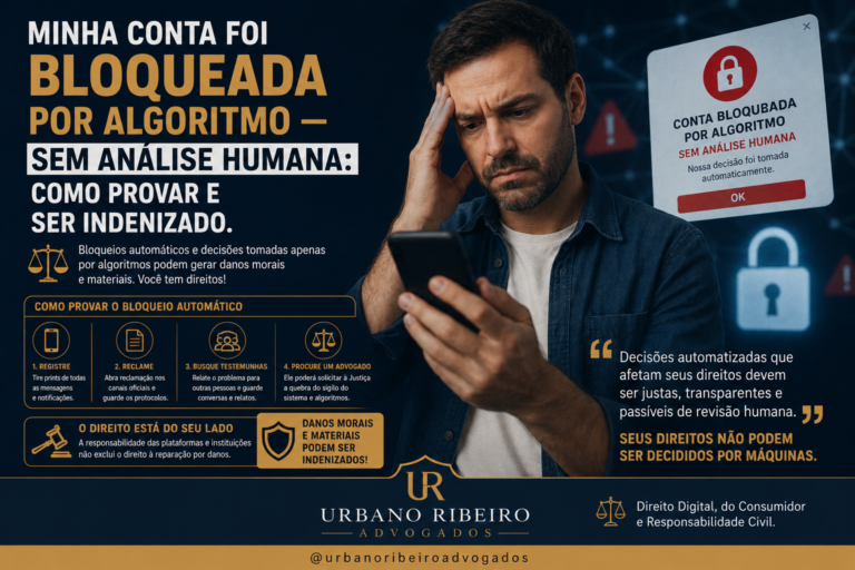 Minha conta foi bloqueada por algoritmo — sem análise humana: como provar e ser indenizado