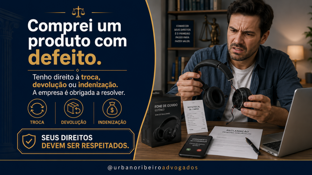 Comprou produto com defeito e a empresa não quer resolver? Saiba seus direitos pelo CDC, os prazos para reclamar e quando você tem direito a indenização por dano moral.