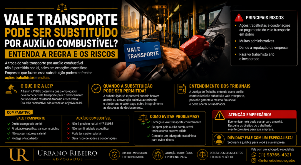 Vale transporte pode ser substituído por auxílio combustível? Entenda a regra e os riscos