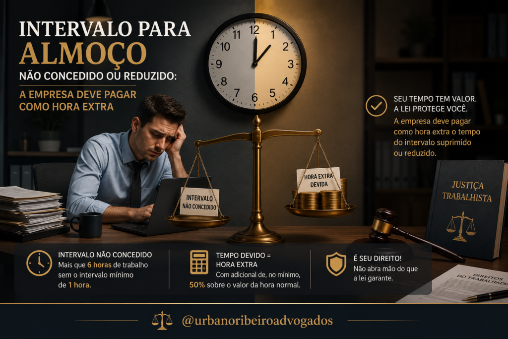 intervalo-almoco-nao-concedido-reduzido-empresa-pagar-hora-extra