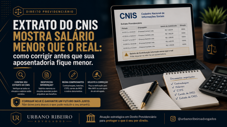Extrato do CNIS mostra salário menor que o real: como corrigir antes que sua aposentadoria fique menor
