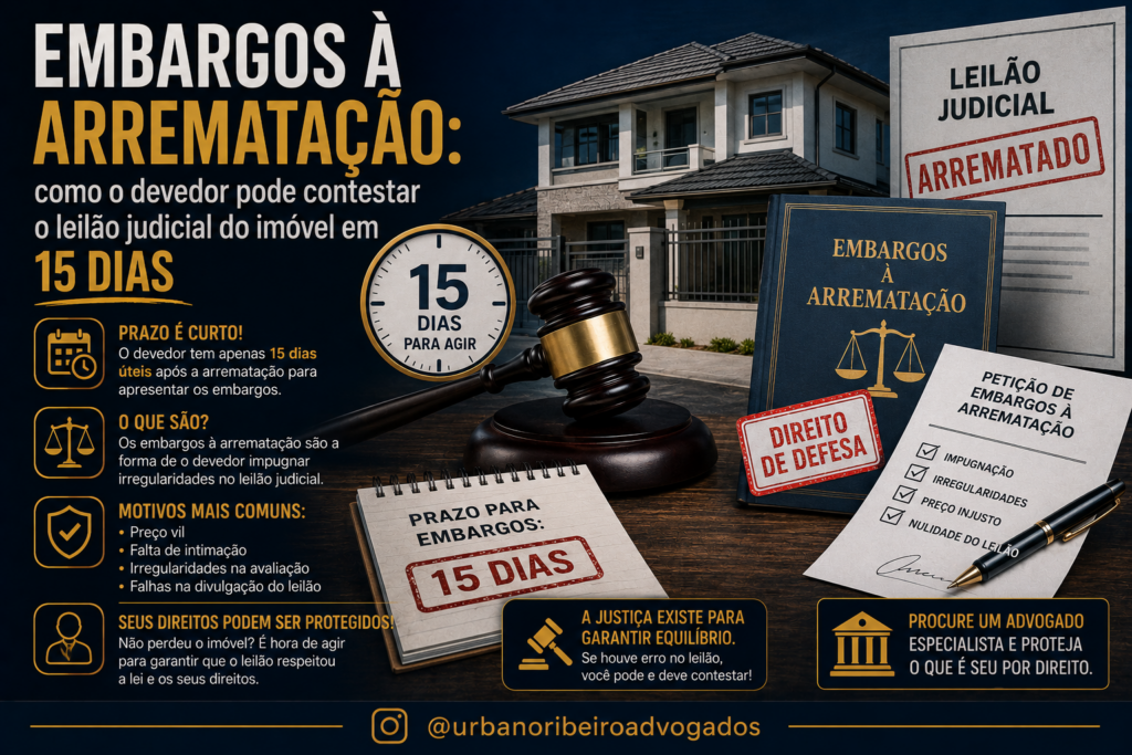 Perdeu imóvel em leilão judicial? Saiba como contestar a arrematação em 15 dias e proteger seus direitos.