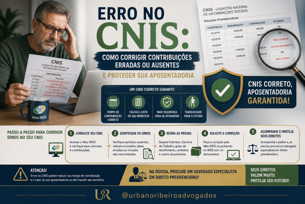 Erro no CNIS: como corrigir contribuições erradas ou ausentes e proteger sua aposentadoria