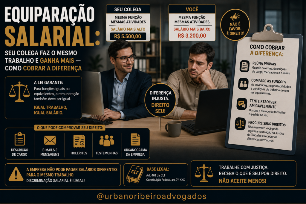 Salário menor na mesma função: como exigir equiparação salarial